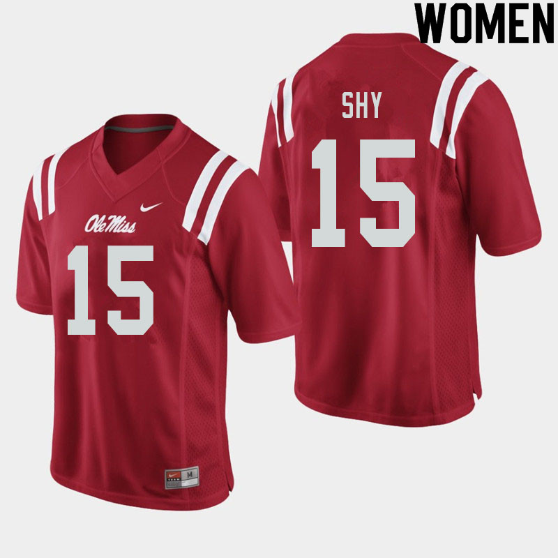 Sellers Shy Ole Miss Rebels NCAA Women's Red #15 Stitched Limited College Football Jersey BSH8558CW